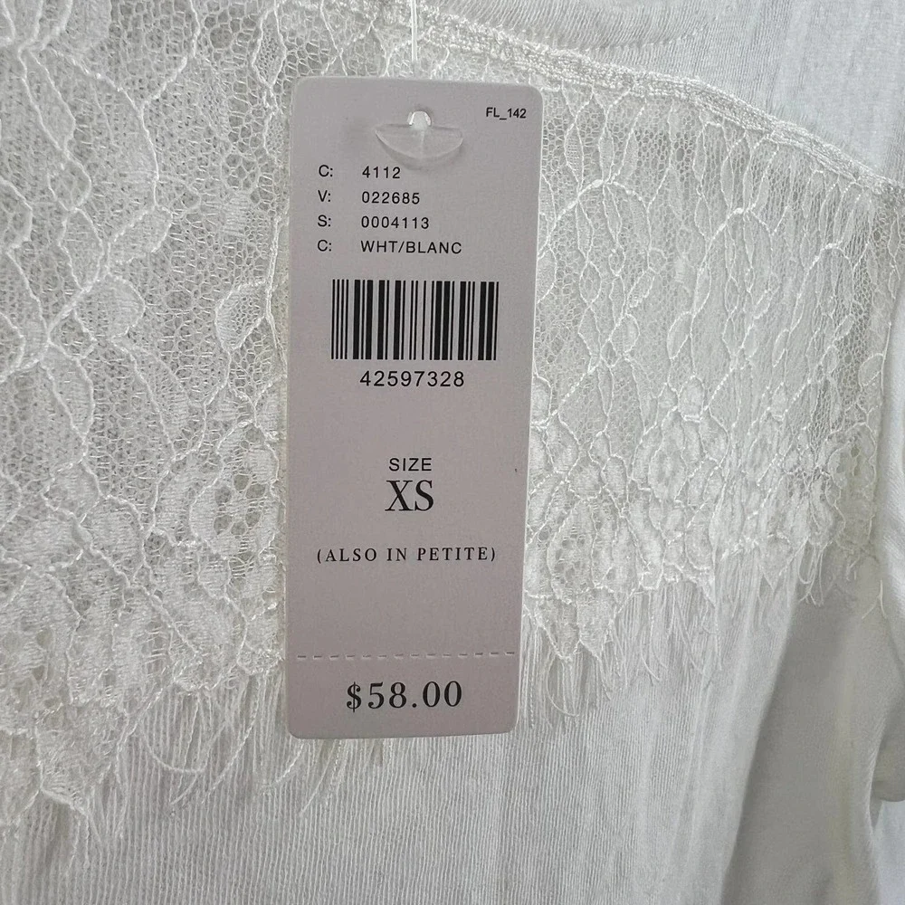 Anthropologie Deletta White‎ Lace Detail Top Size XS New